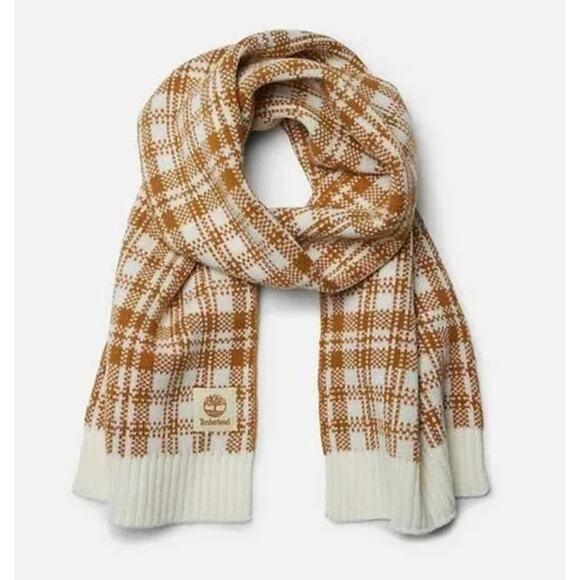 Timberland Long Rectangular Cozy Plaid Scarf NWT OS Cabincore Washable Gorpcore - Picture 1 of 6